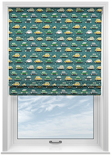 Roadtrip, Teal Blue - Twist&Fit Roman Blind